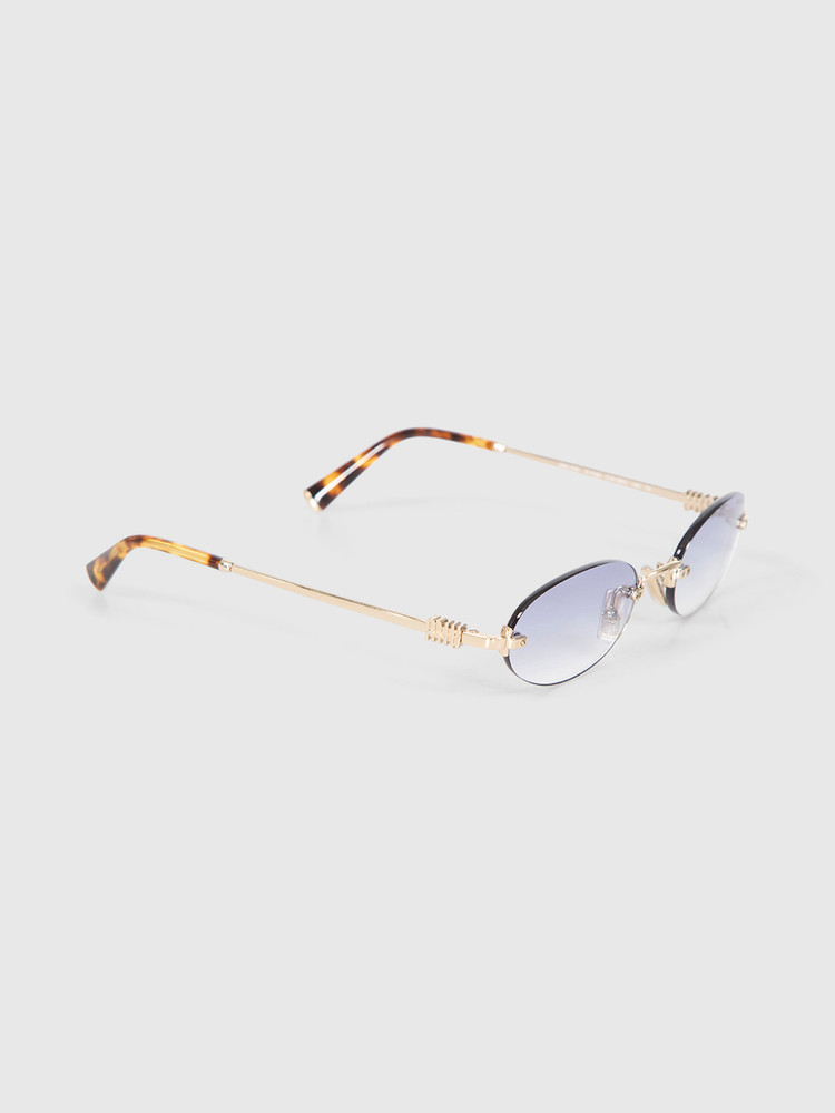 Miu Miu Gold Frame Blue Rimless Sunglasses