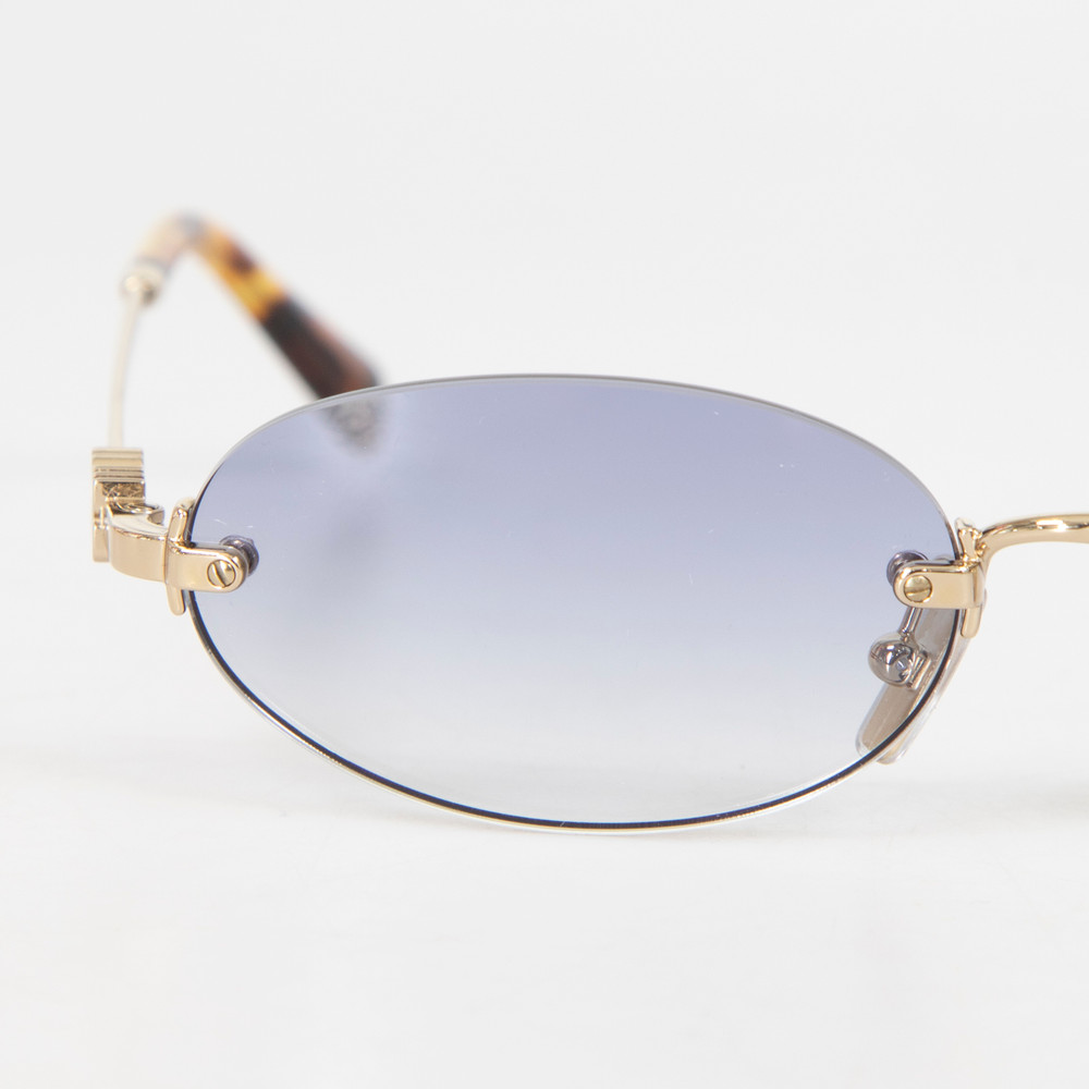 Miu Miu Gold Frame Blue Rimless Sunglasses