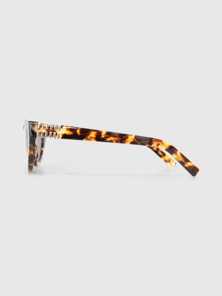 Miu Miu Havana Honey Butterfly Logo Sunglasses