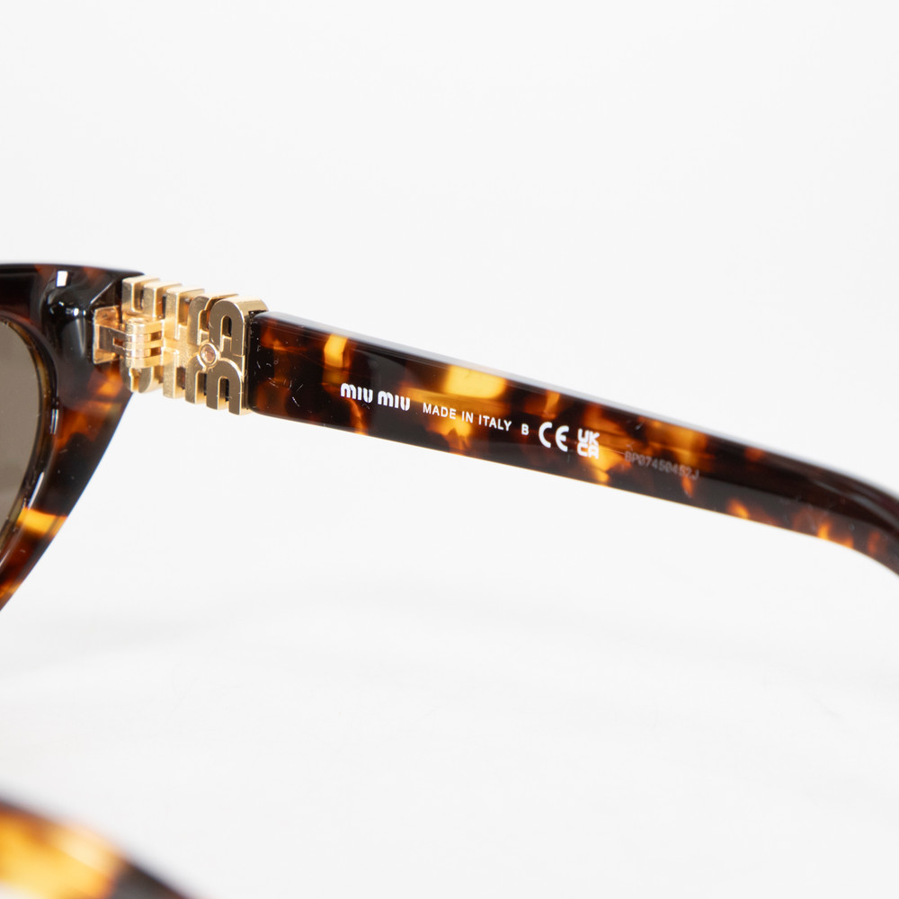 Miu Miu Havana Honey Butterfly Logo Sunglasses