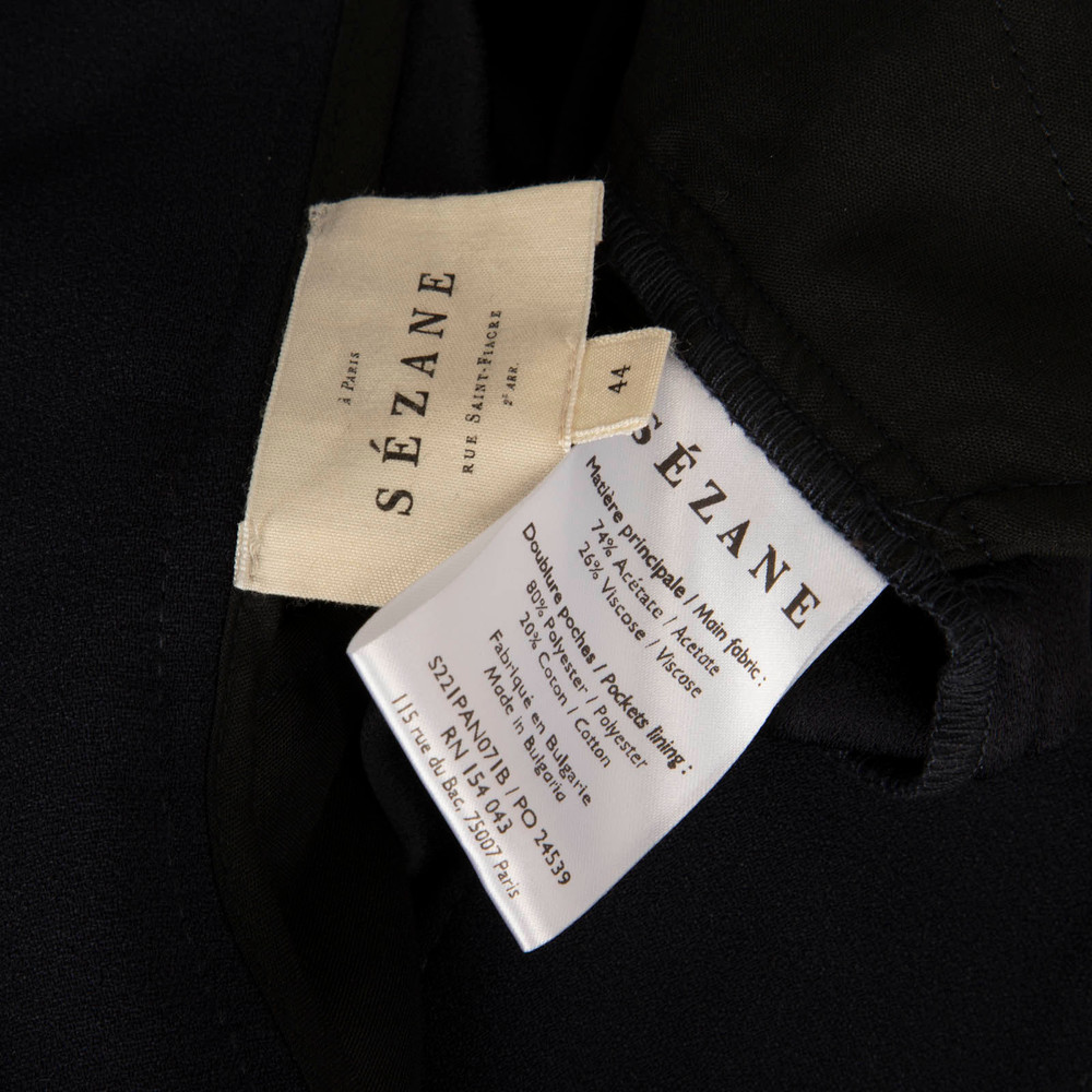 Sézane Navy Slim Belted Trousers