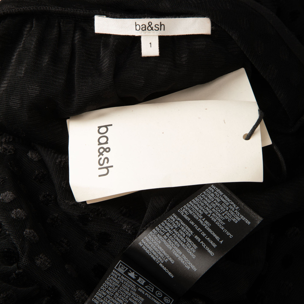 ba&sh Black Sheer Polka Dot Blouse