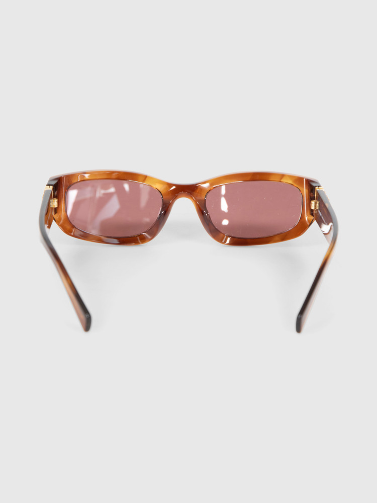 Miu Miu Striped Tobacco Irregular Sunglasses