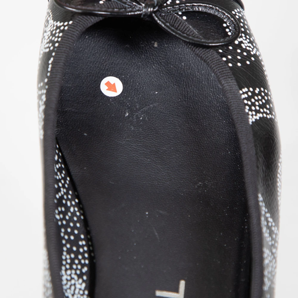 Chanel F/W2023 Black Calfskin Dotted Camellia Print Flats