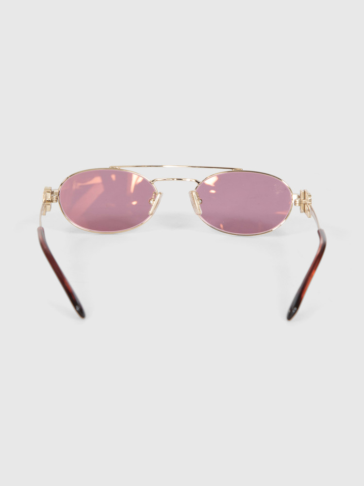 Miu Miu Gold Frame Pink Oval Sunglasses