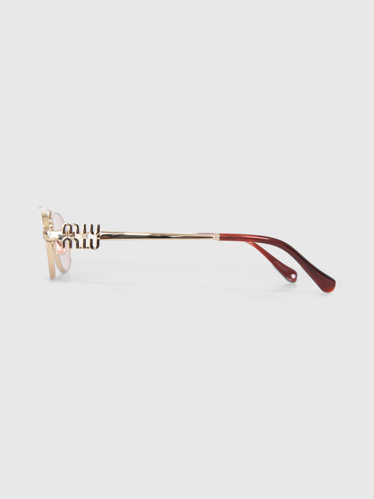 Miu Miu Gold Frame Pink Oval Sunglasses