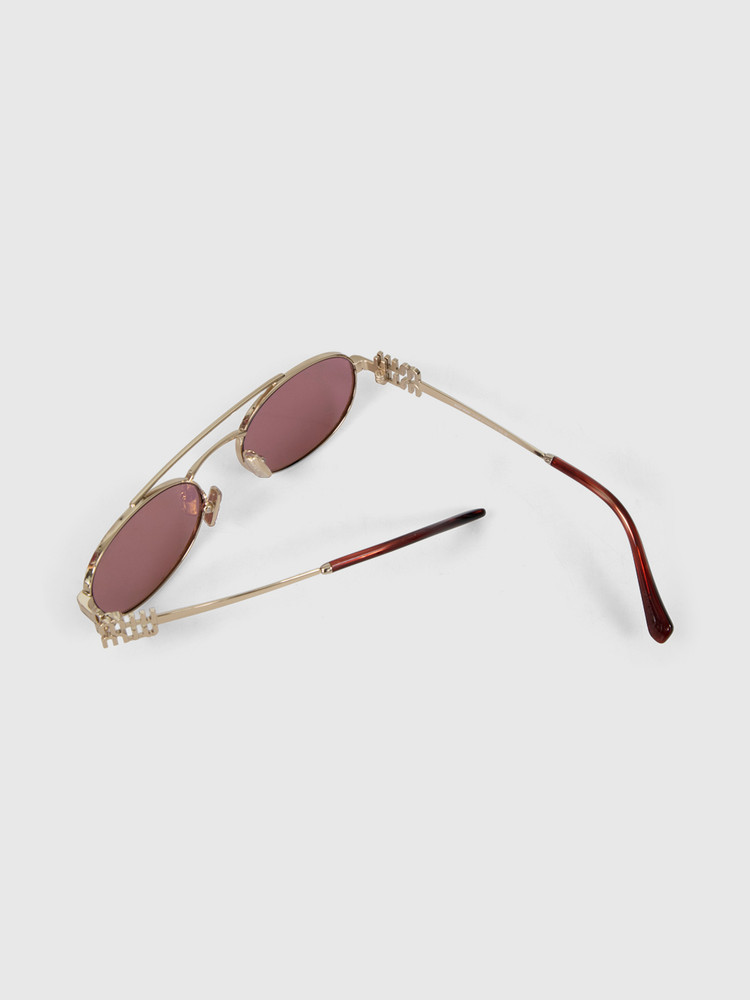 Miu Miu Gold Frame Pink Oval Sunglasses