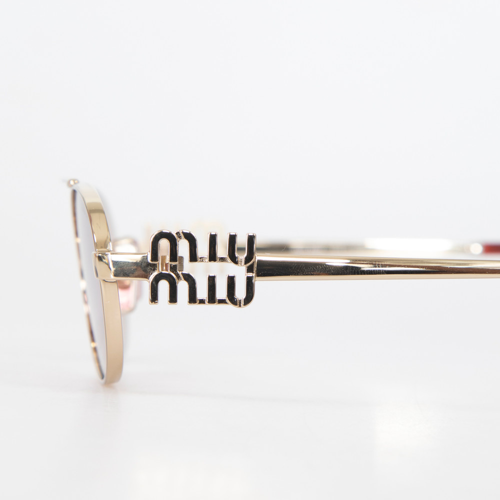 Miu Miu Gold Frame Pink Oval Sunglasses