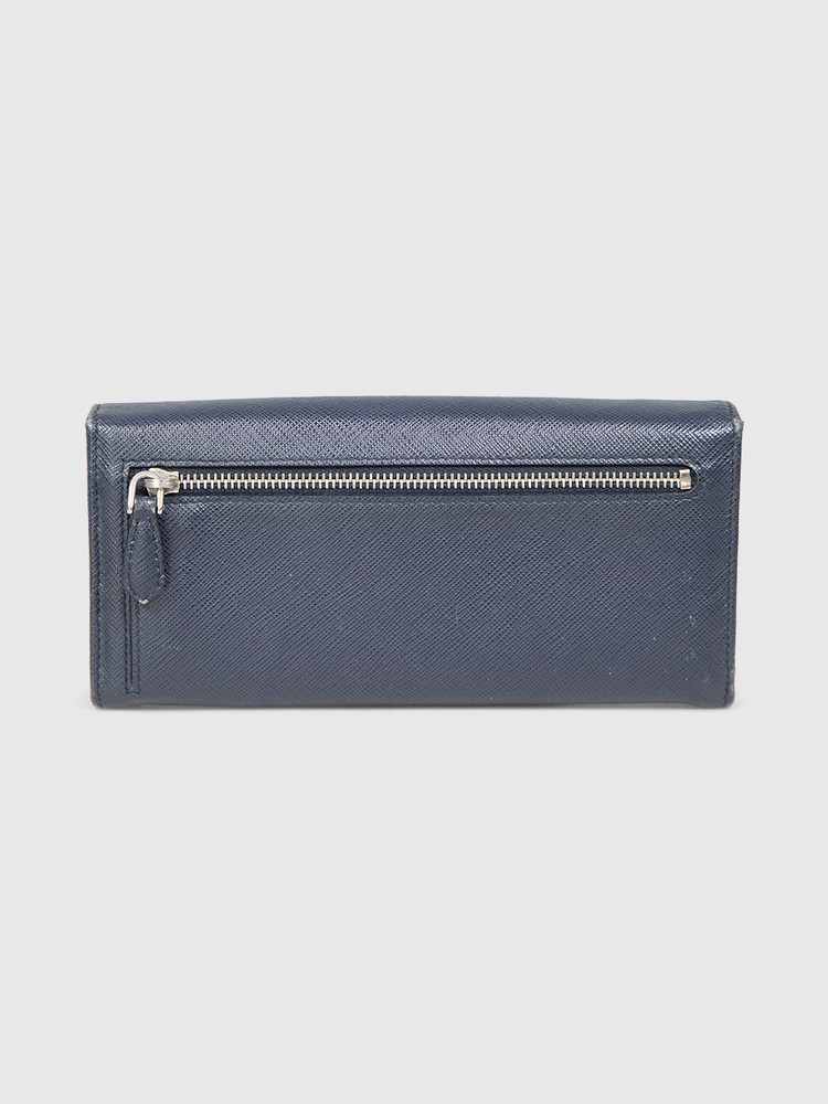 Prada Navy Saffiano Leather Long Wallet