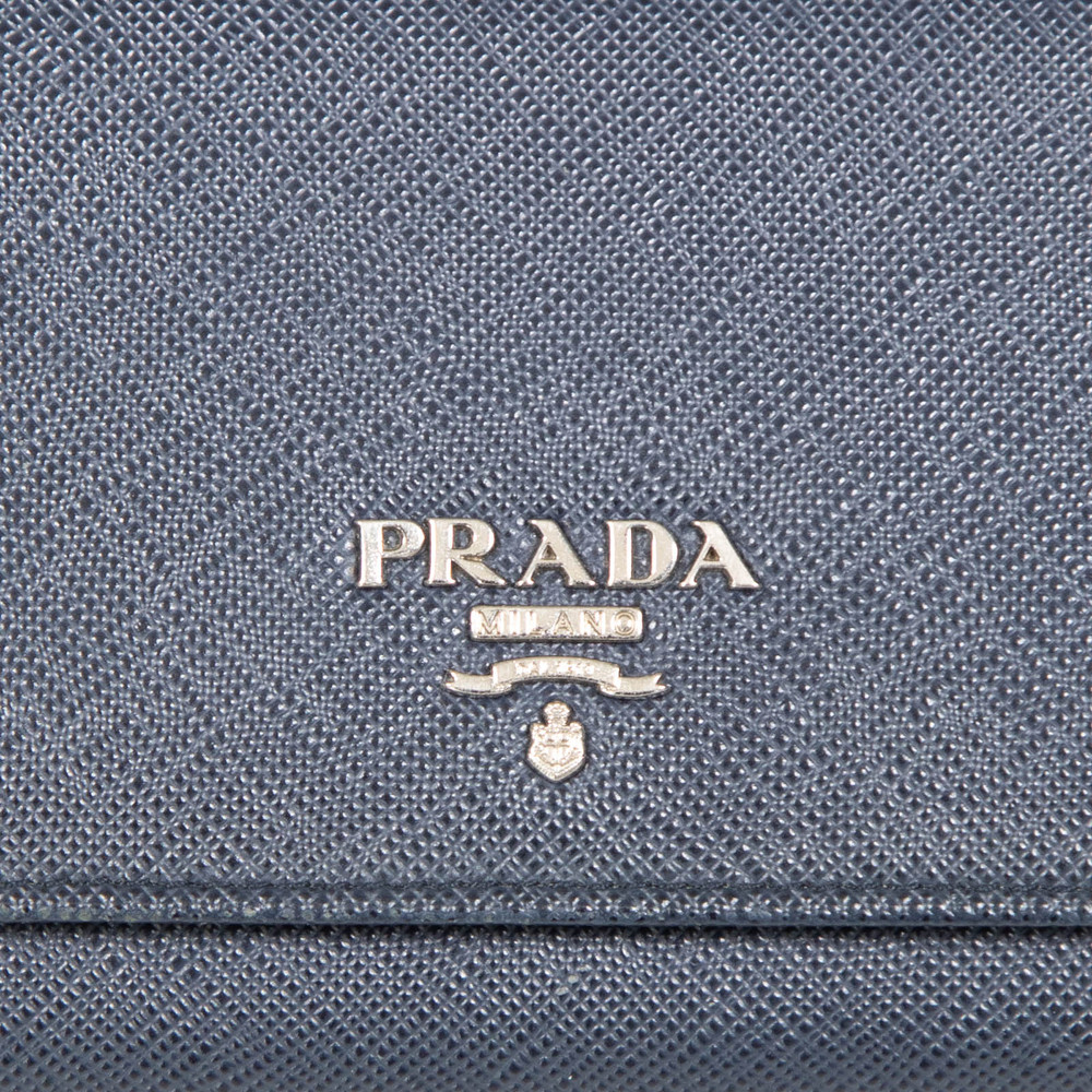 Prada Navy Saffiano Leather Long Wallet