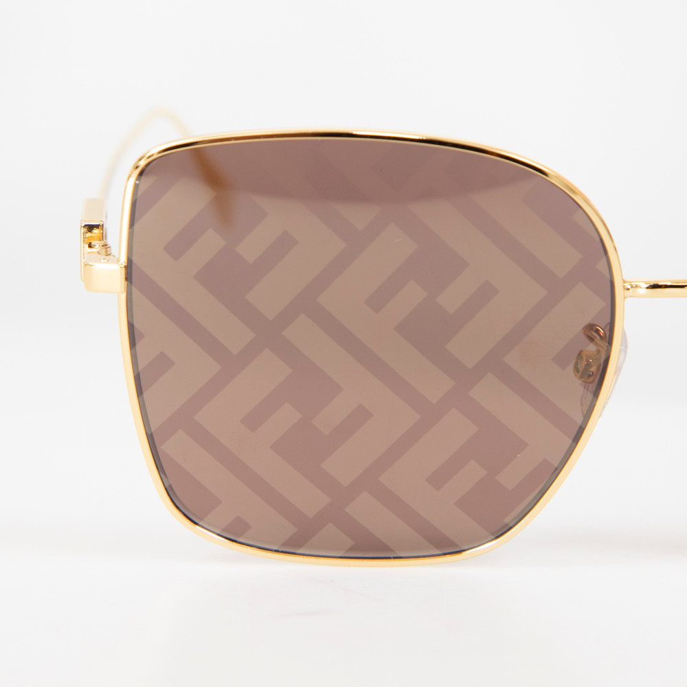 Fendi Brown FF Mirrored Sunglasses