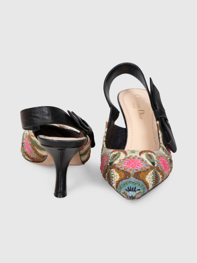Dior Embroidered & Beaded Slingback Heels