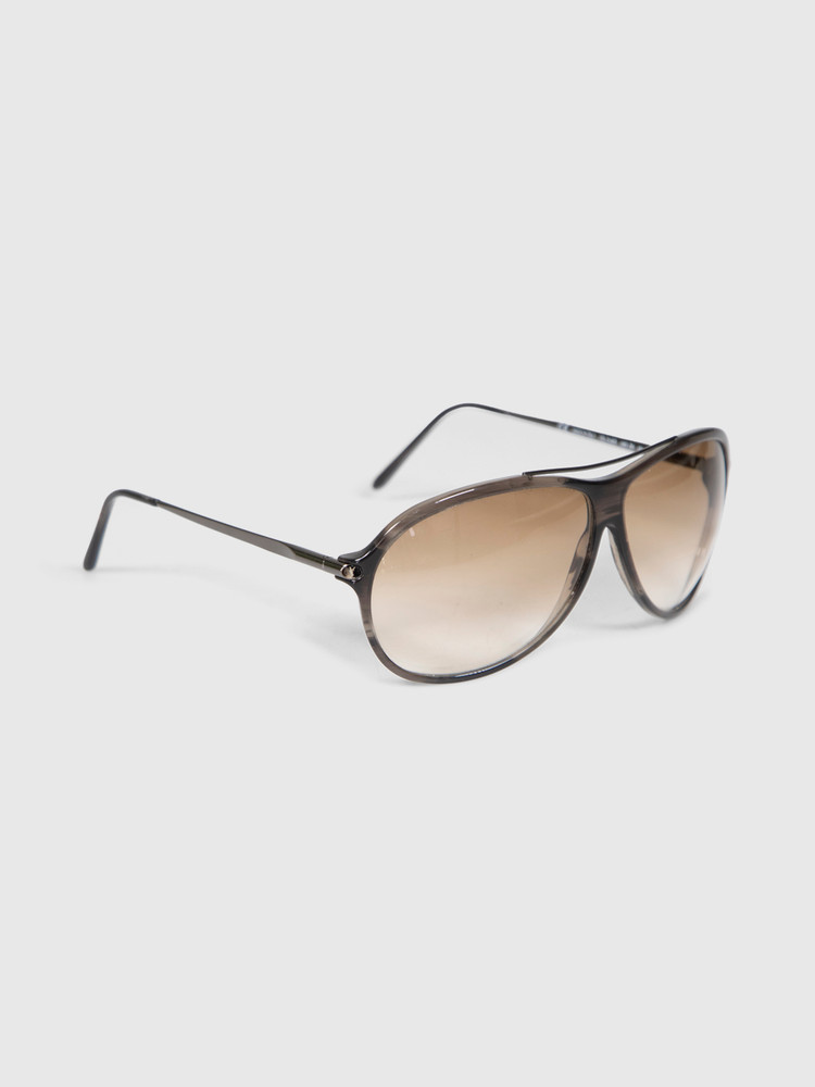 Saint Laurent Brown Vintage Aviator Sunglasses