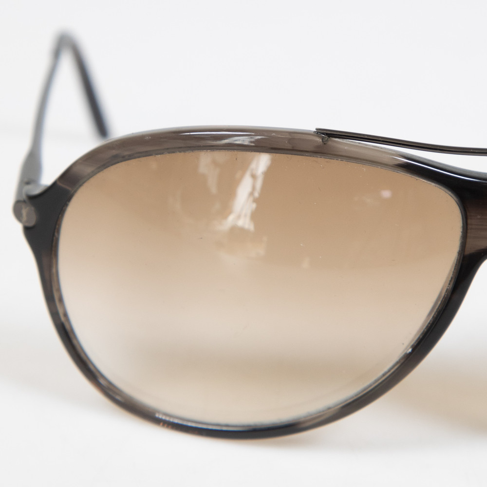 Saint Laurent Brown Vintage Aviator Sunglasses