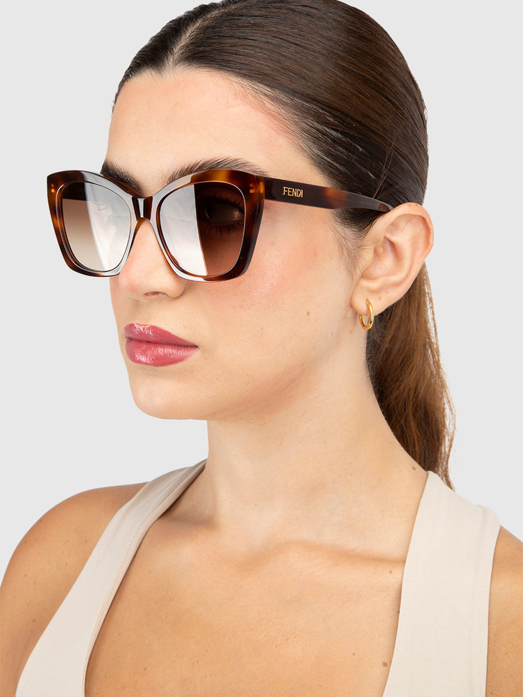 Fendi Havana Tortoiseshell Lettering Sunglasses