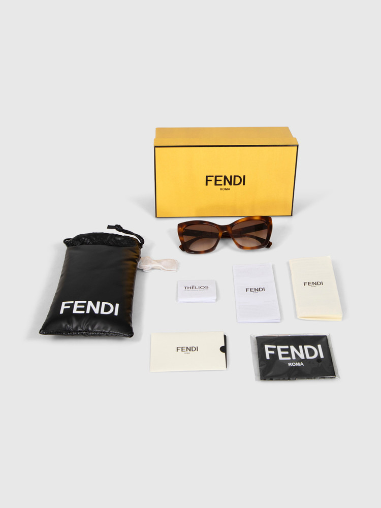 Fendi Havana Tortoiseshell Lettering Sunglasses