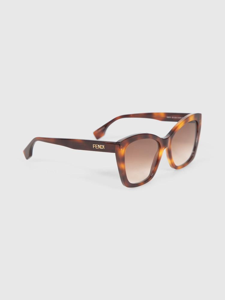 Fendi Havana Tortoiseshell Lettering Sunglasses