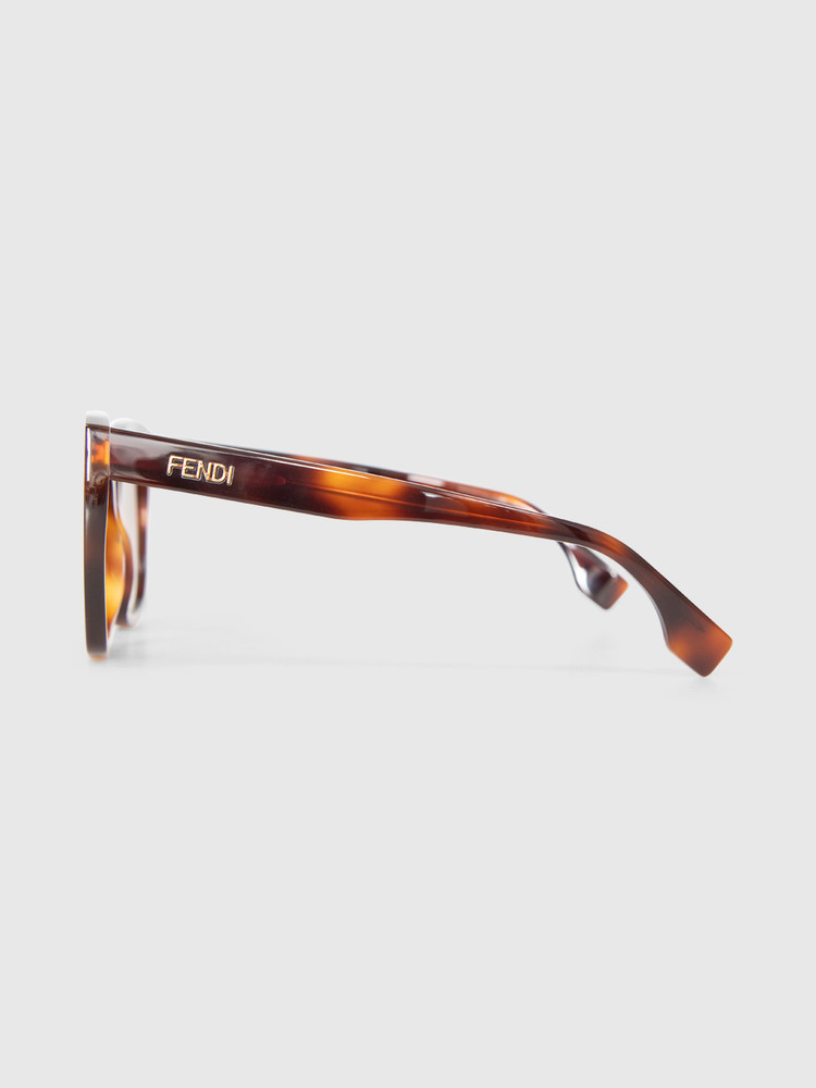 Fendi Havana Tortoiseshell Lettering Sunglasses