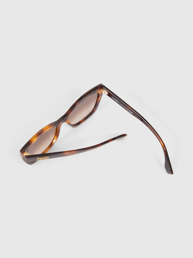 Fendi Havana Tortoiseshell Lettering Sunglasses