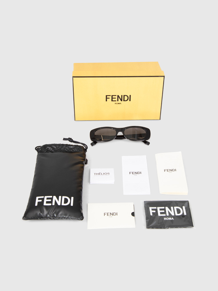 Fendi Black FF Squared Oval Sunglasses