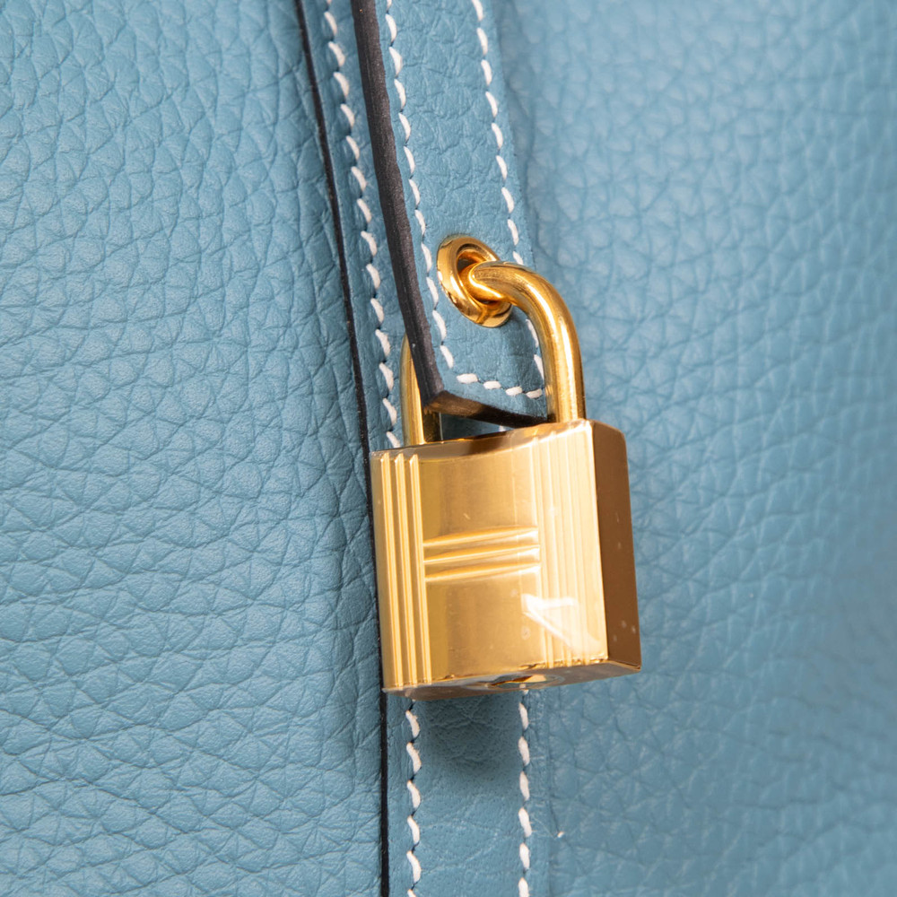 Hermès Blue Jean Clemence Leather Picotin Lock 18 Bag