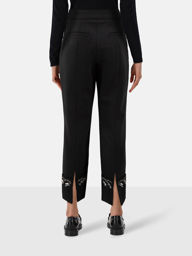 Oscar de la Renta Black Sequin Embellished Trousers