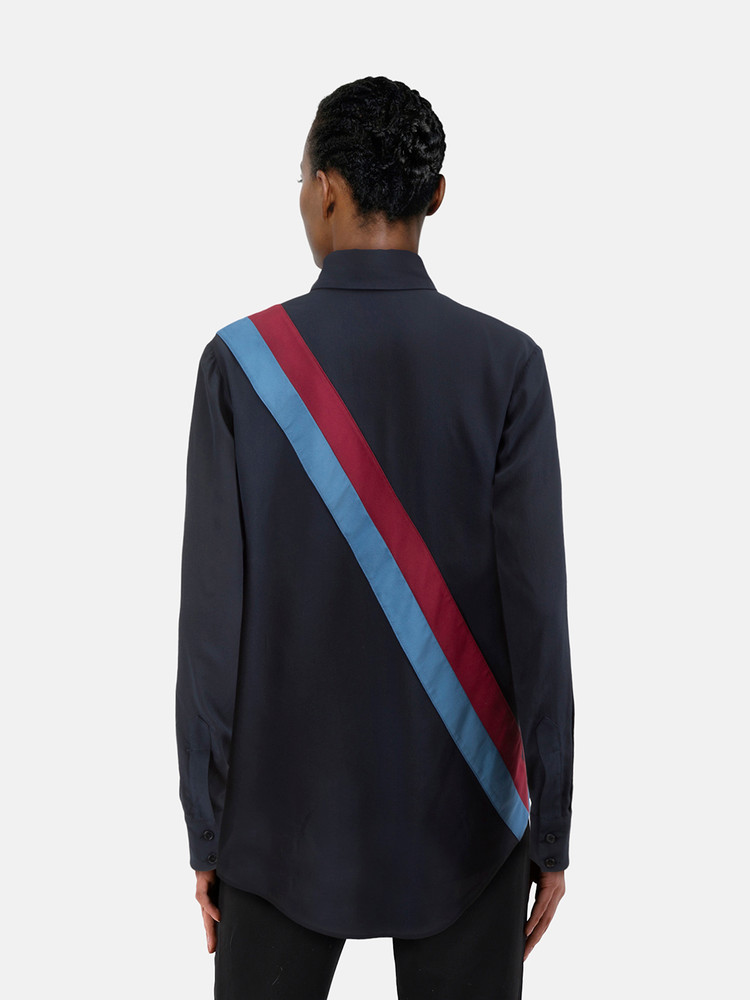Stella McCartney Navy Silk Stripe Shirt