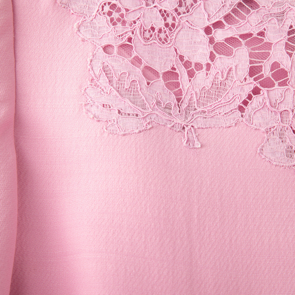 Valentino Garavani Pink Wool Lace Trim Dress