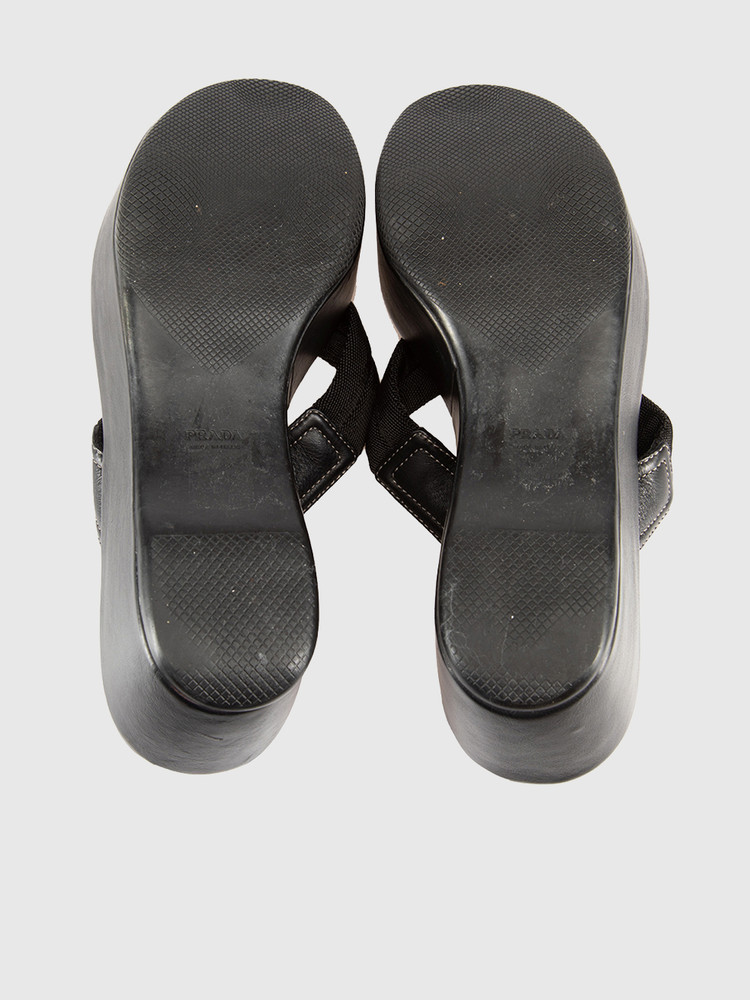 Prada Prada Sport Black Logo Platform Sandals
