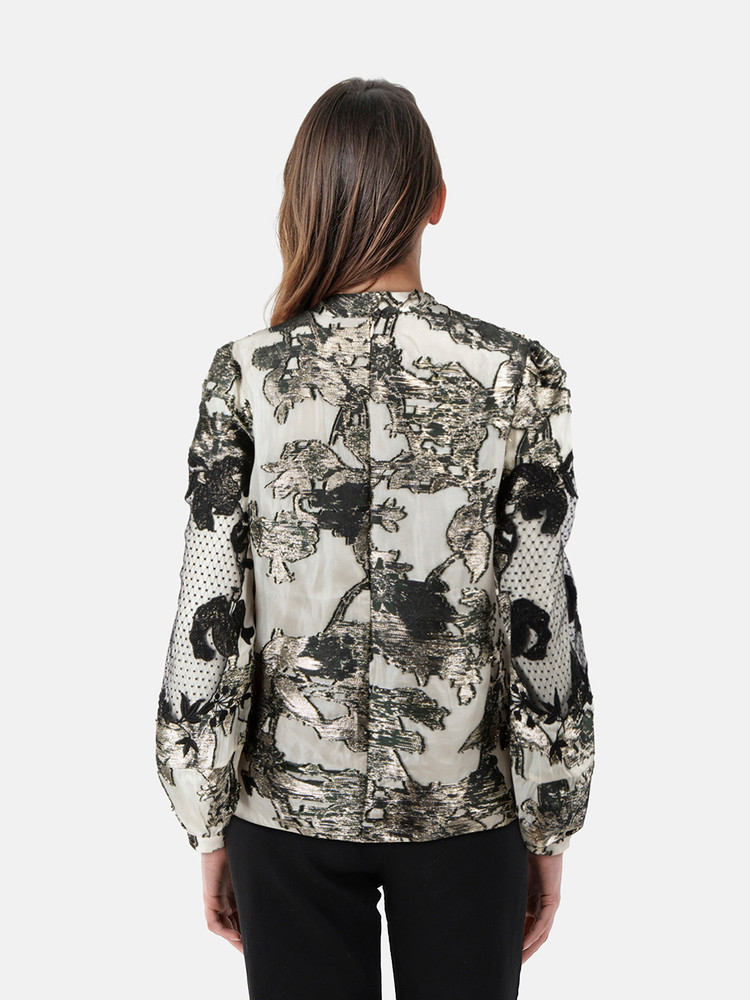 Erdem Floral Lace Metallic Blouse