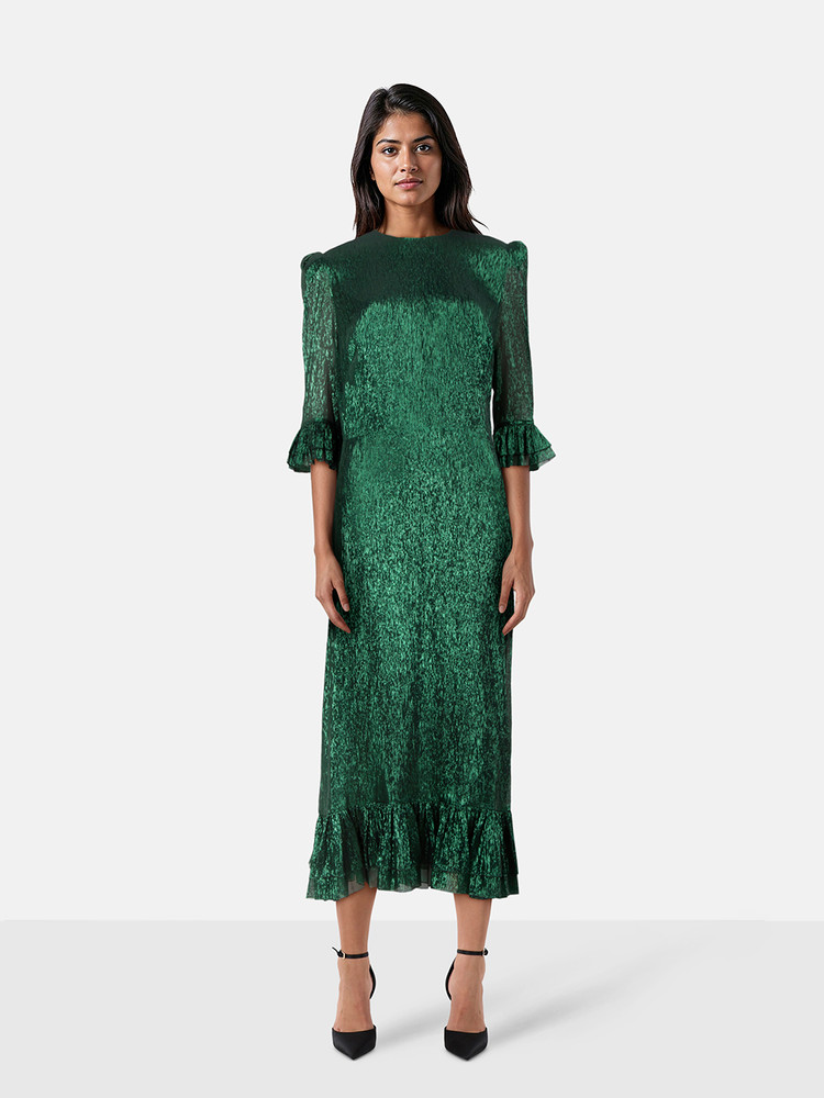 The Vampire's Wife Green Metallic Midi Dress
