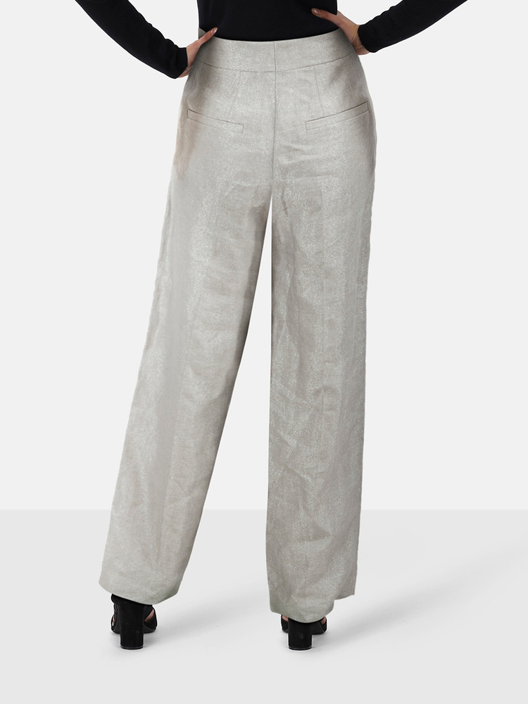 Brunello Cucinelli Silver Wide Leg Trousers
