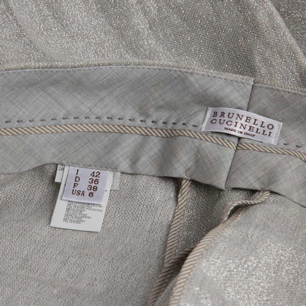 Brunello Cucinelli Silver Wide Leg Trousers