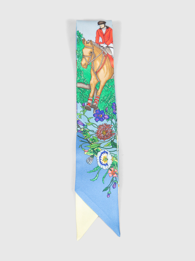 Gucci Floral & Horse Print Silk Twill Scarf