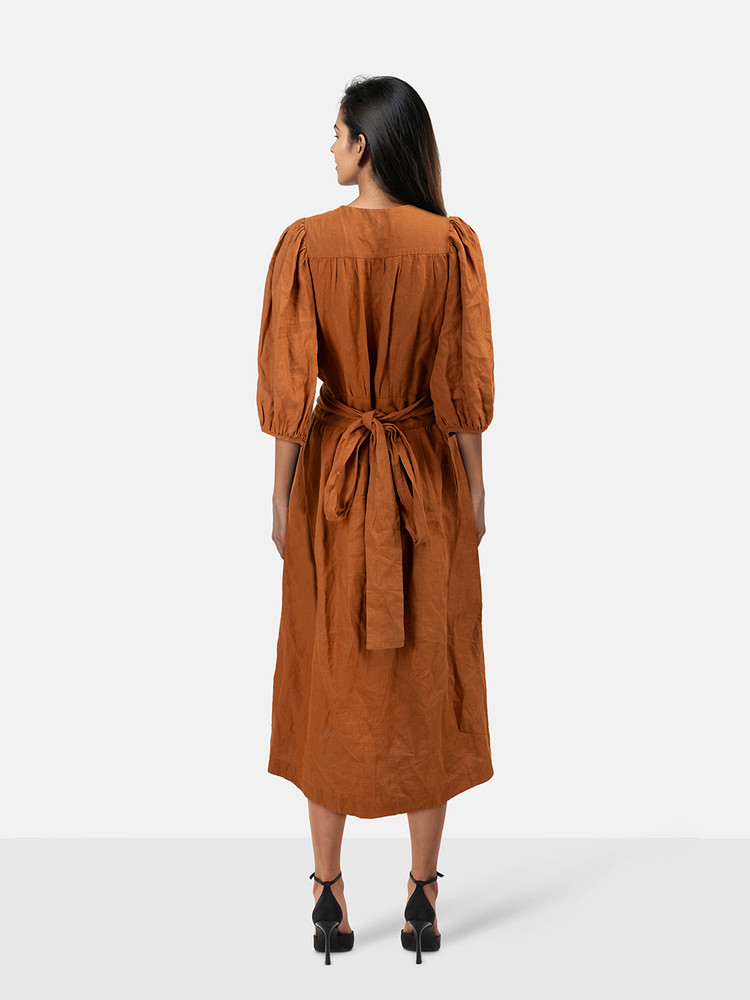 Three Graces London Brown Maxi Wrap Dress