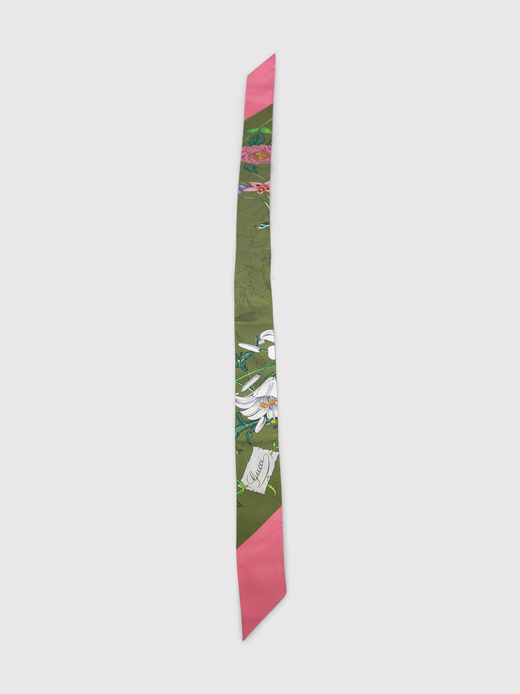 Gucci Floral Print Silk Twill Scarf
