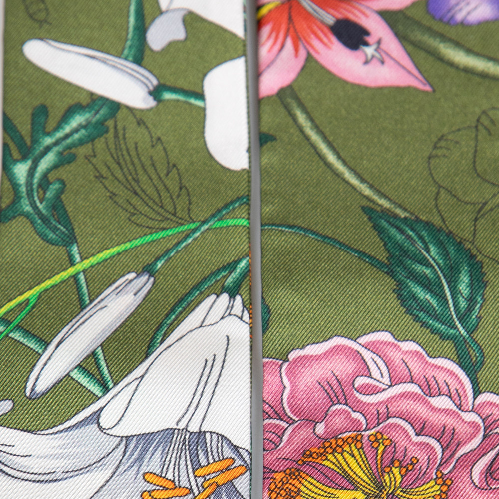 Gucci Floral Print Silk Twill Scarf