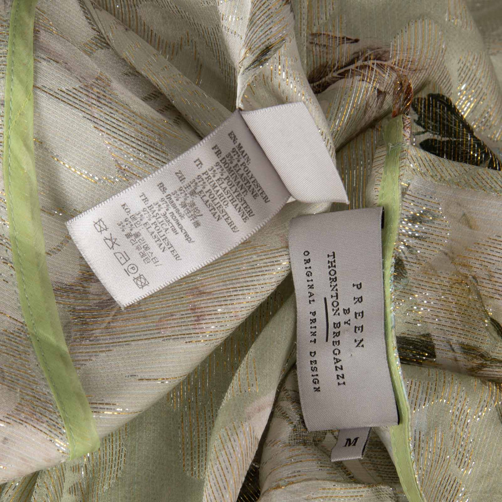 Preen By Thornton Bregazzi Green Metallic Floral Dress