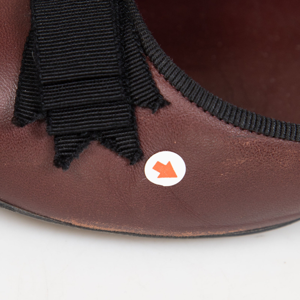 Chanel Burgundy Leather CC Bow Ballet Flats
