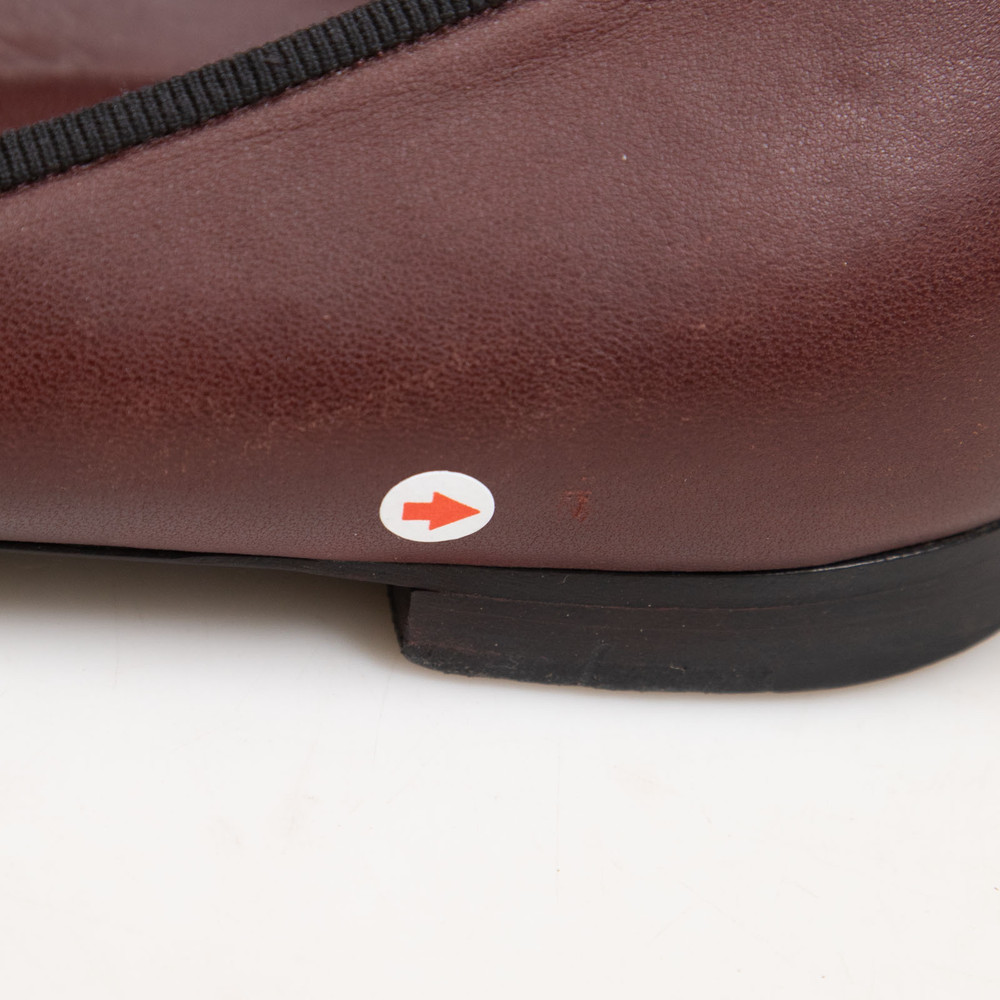 Chanel Burgundy Leather CC Bow Ballet Flats