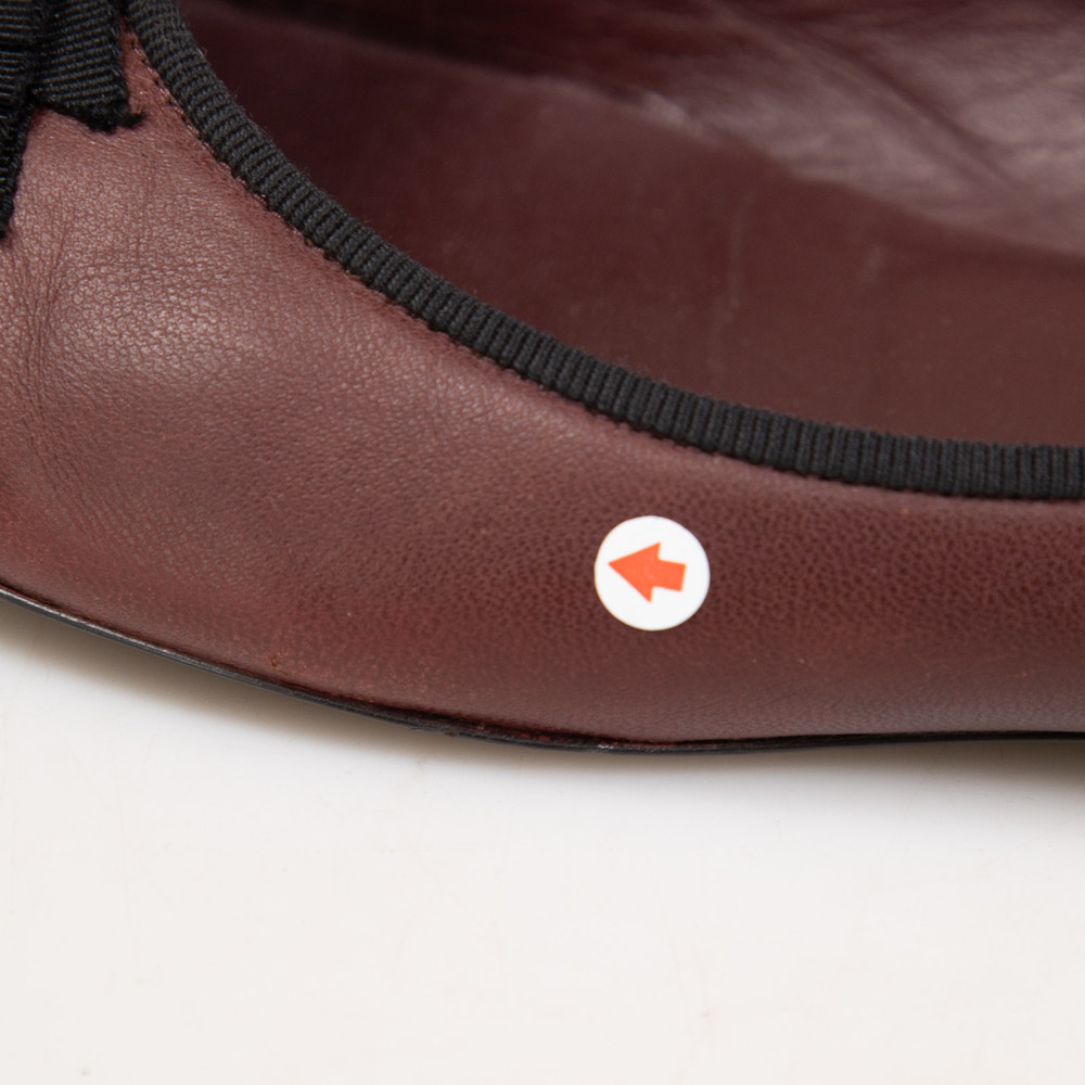 Chanel Burgundy Leather CC Bow Ballet Flats