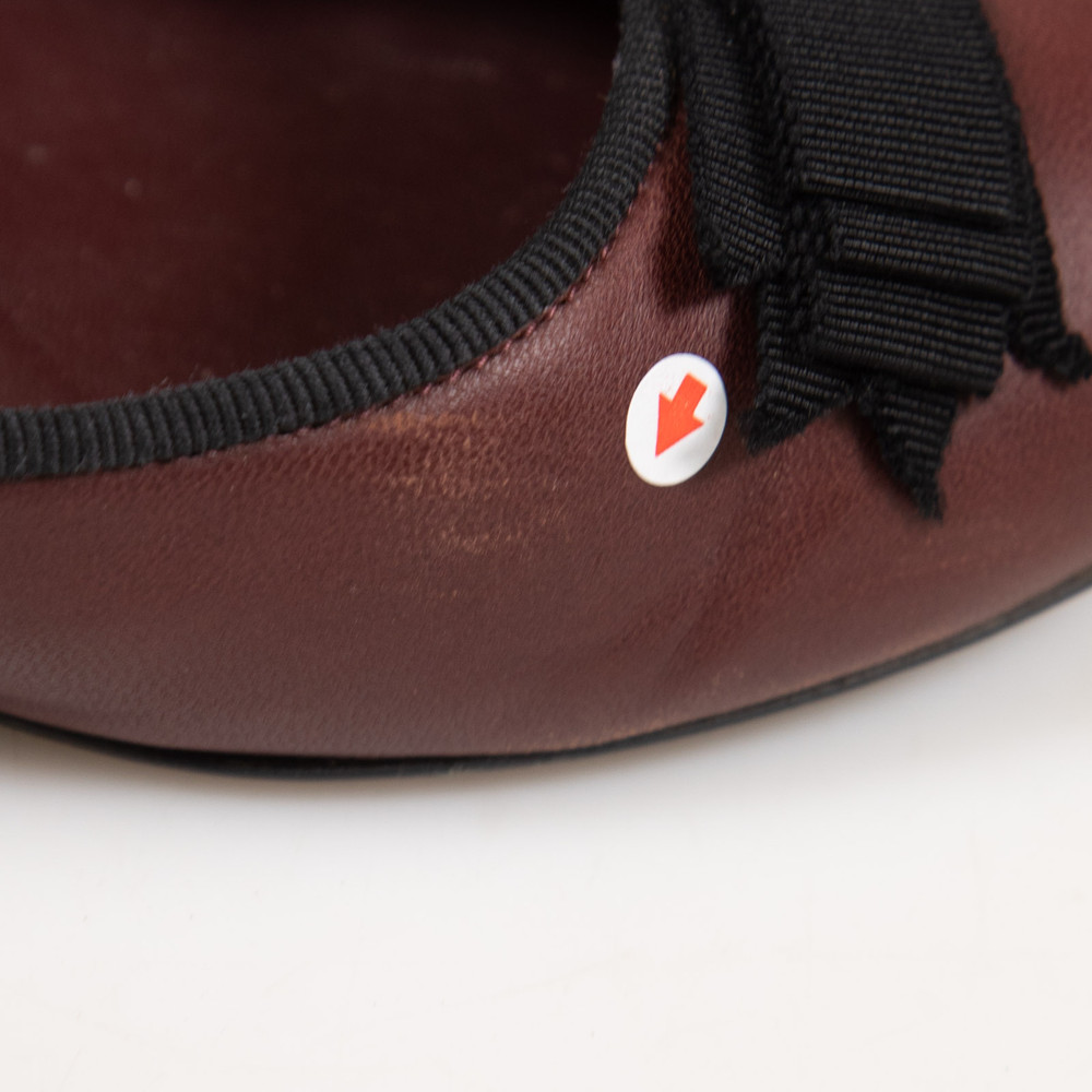 Chanel Burgundy Leather CC Bow Ballet Flats
