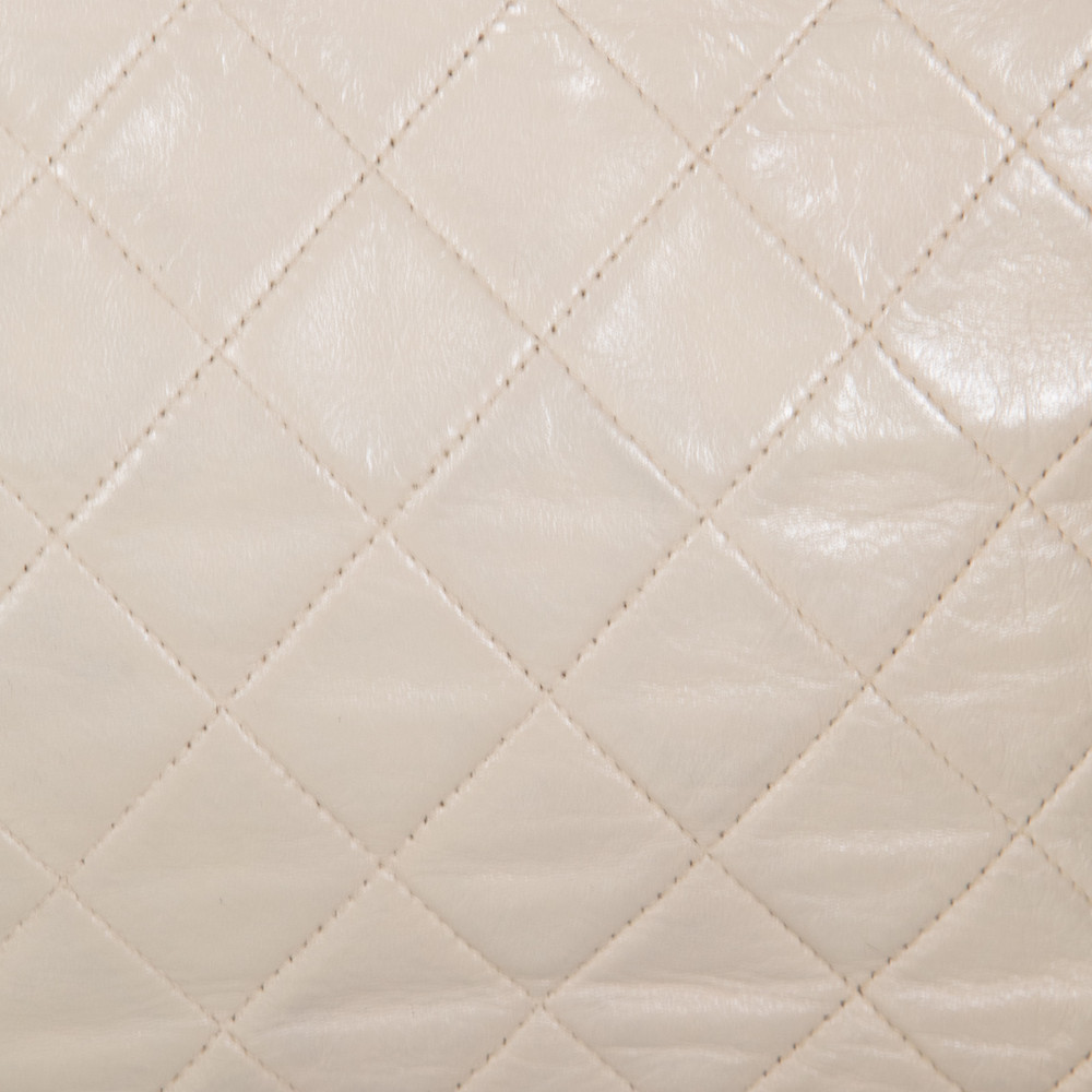 Chanel Vintage Ecru Quilted Leather Tassel Camera Bag