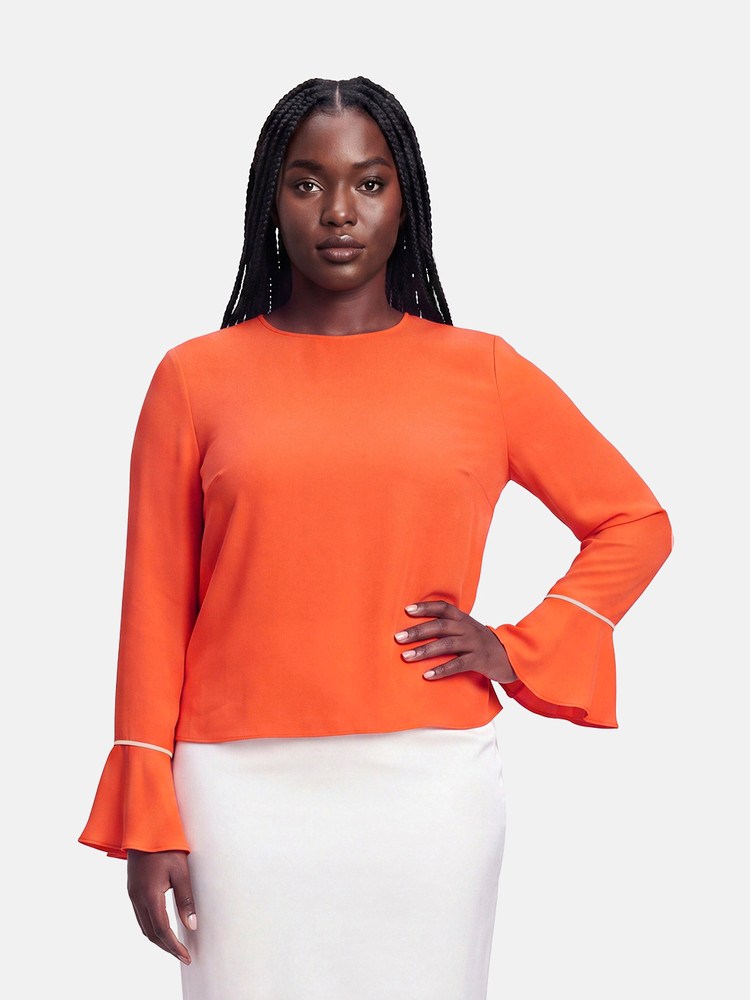 Roksanda Orange Silk Ruffle Cuff Blouse