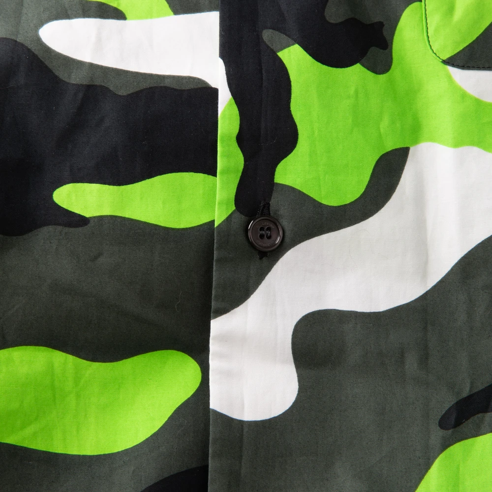 Valentino Garavani Green Camo Print Short Sleeve Shirt