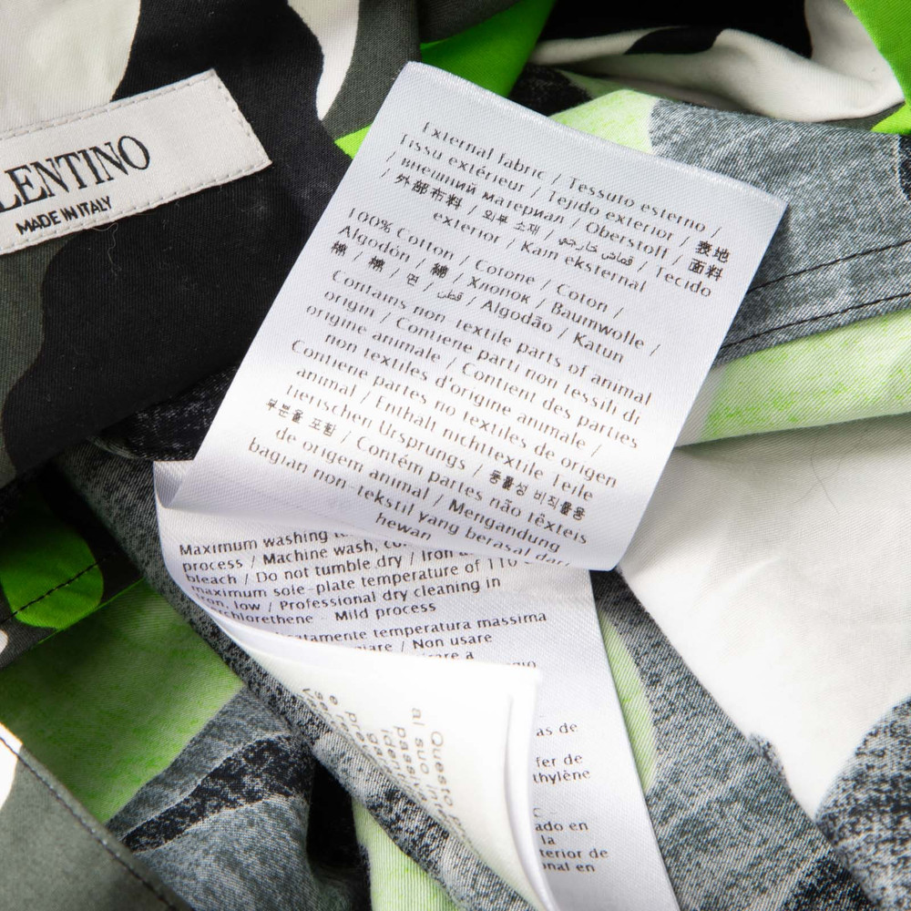 Valentino Garavani Green Camo Print Short Sleeve Shirt