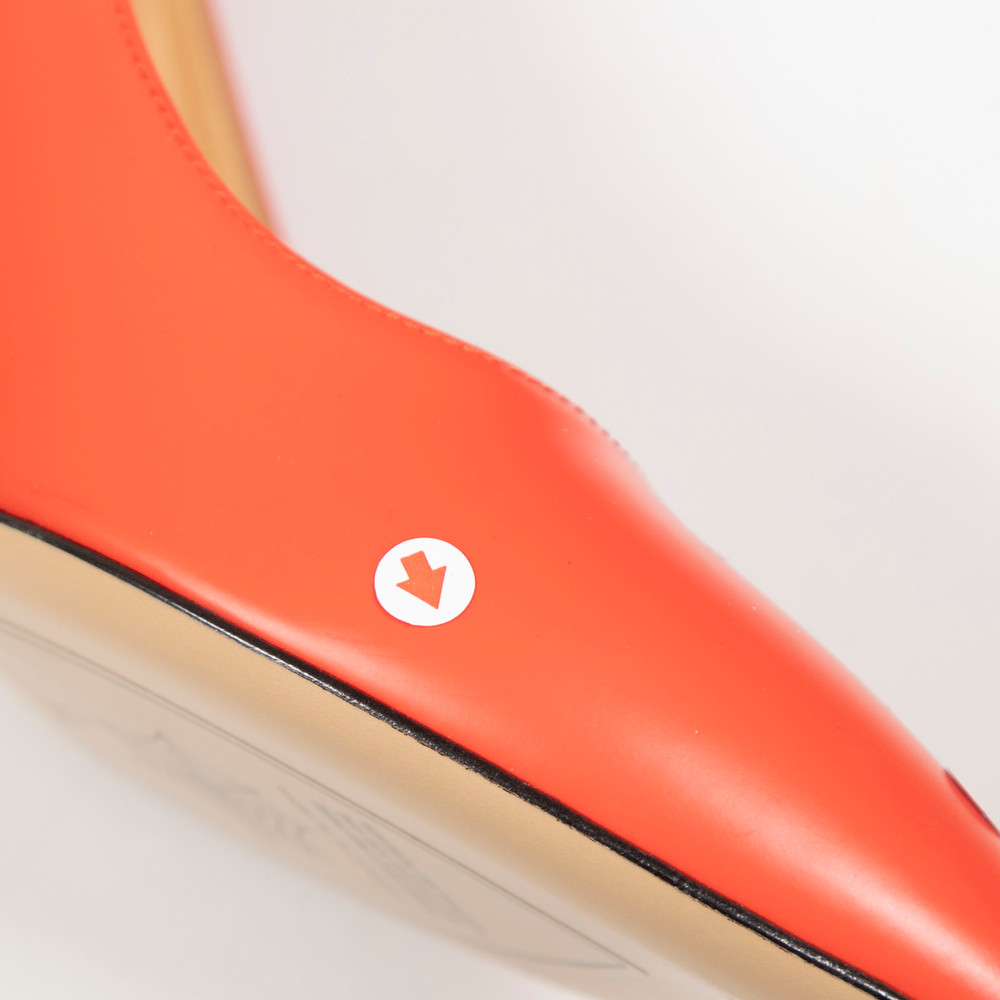 Charlotte Olympia Orange Leather Gold Heel Pumps
