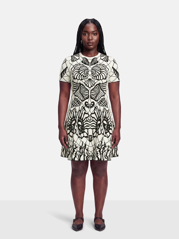 Alexander McQueen Black & White Knit Seashell Dress