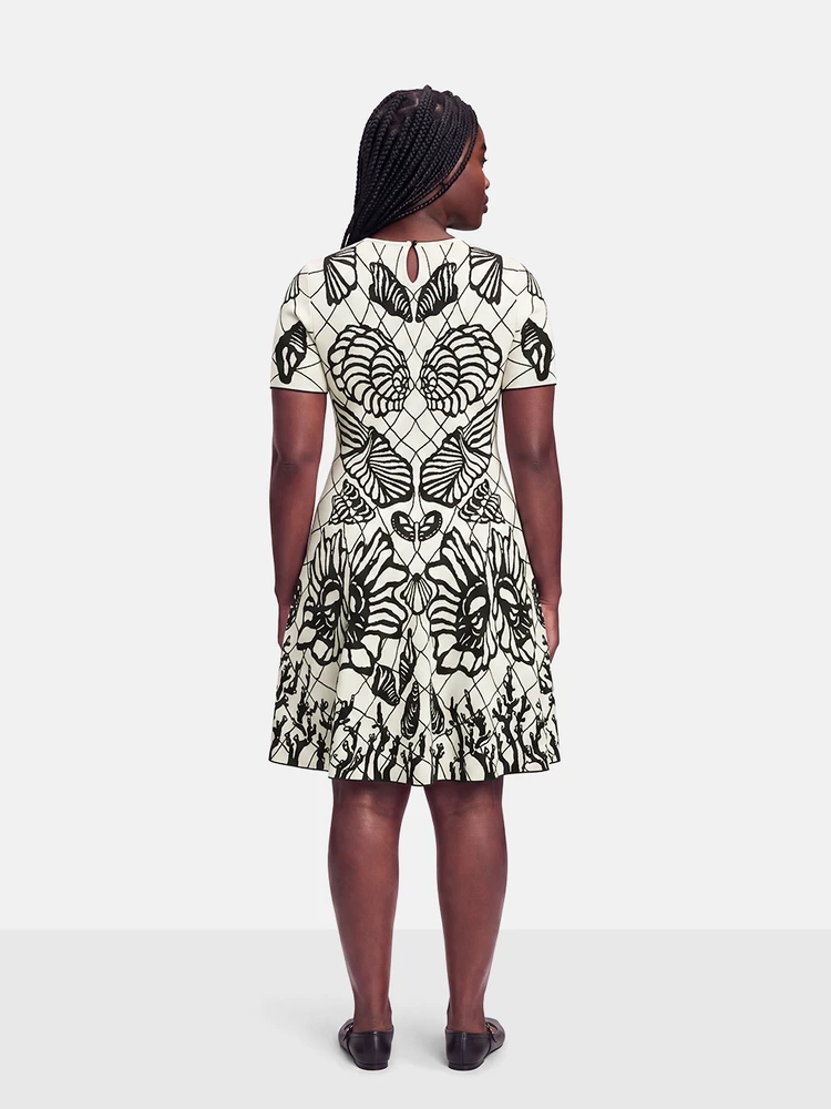 Alexander McQueen Black & White Knit Seashell Dress