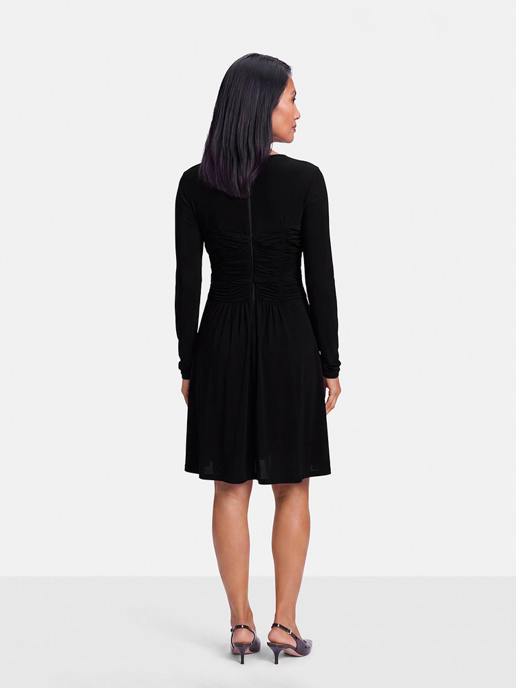Burberry Black Ruched Long Sleeve Dress